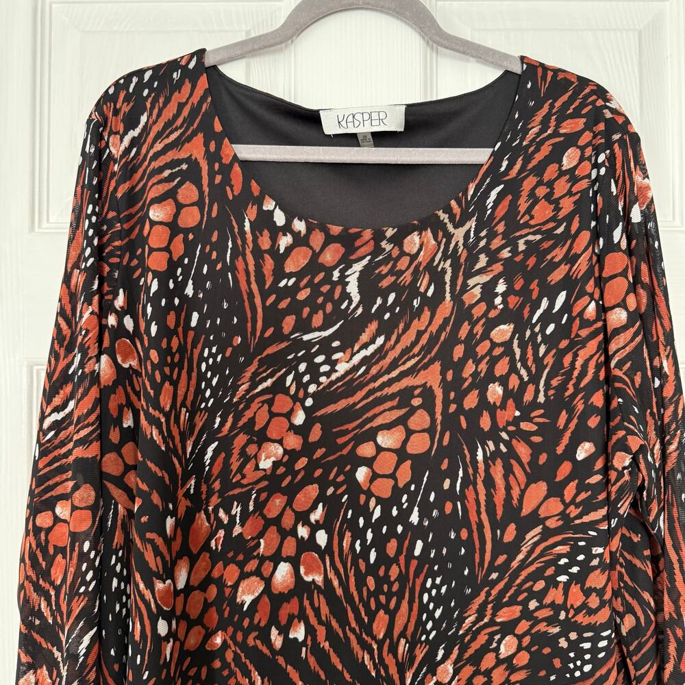 Kasper Women's Multicolor Printed Mesh Top Size 2X - Picture 2 of 13